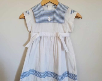 Vintage Manhattan Dress 3-4T,Retro Sailor Spring Kids Clothing,Summer Striped Outfit,Pre-Owned Sustainable Kids Fashion,Secondhand