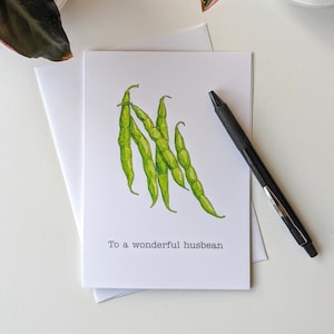 Merveilleux Husbean | Haricots verts | Carte de vœux faite à la main