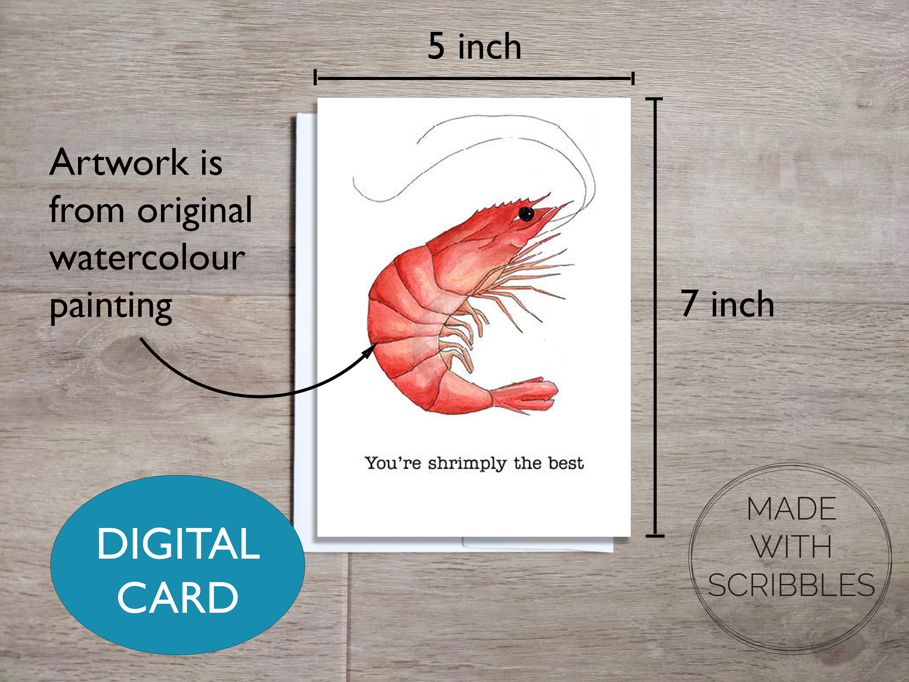 Printable Shrimply the Best Card, Funny Pun Shrimp Digital Card ...