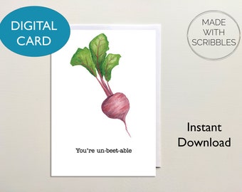Cartão imprimível sem beterraba, cartão digital engraçado Pun Beet, download instantâneo