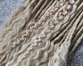 Blonde Curly Dreadlocks hair extensions synthetic wavy dreads long, natural look, soft and thin