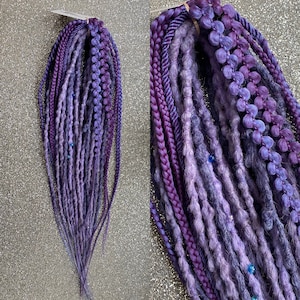 Crochet Synthetic Dreadlocks Hair Extensions Purple Shades Double or Single Ended dreads and braids natural looking and extra soft