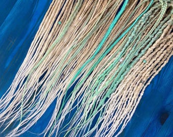 Blond ombre DE Dreads und türkis Zöpfe Mix Set - Synthetische Dreadlocks Haarverlängerungen lang, natürlicher Look, weich und dünn