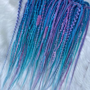 Synthetic dreads hair extensions Mermaidcore set dreadlocks and braids long, natural look, soft and thin