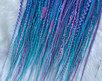 Synthetic dreads hair extensions Mermaidcore set dreadlocks and braids long, natural look, soft and thin