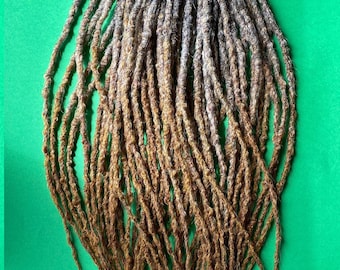 Ginger gray ombre dreadlocks lumpy hair extensions full set synthetic dreads soft and thin natural look