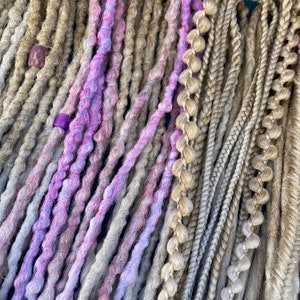 Ombre blonde volledige set dubbele dreadlocks en vlechten lila tinten - Synthetische DE-dreads hair extensions lang, natuurlijke uitstraling, zacht en dun