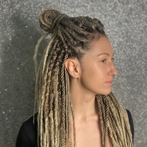 Extensões de cabelo dreadlocks sintéticos Ombre, dreads de ponta dupla ou simples, longos, aparência natural, macios e finos