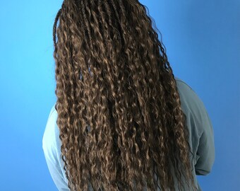 Curly sythetic double ended dreadlocks hair extensions - crochet wavy dreads long, natural look, soft and thin