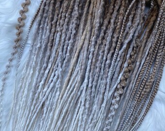 Ombre full set DE dreads and braids brown to blonder - Synthetic dreadlocks hair extensions long, natural look, soft and thin