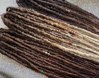 Brown Ombre Synthetic Dreadlocks Hair Extensions: Double or Single Ended Dreads