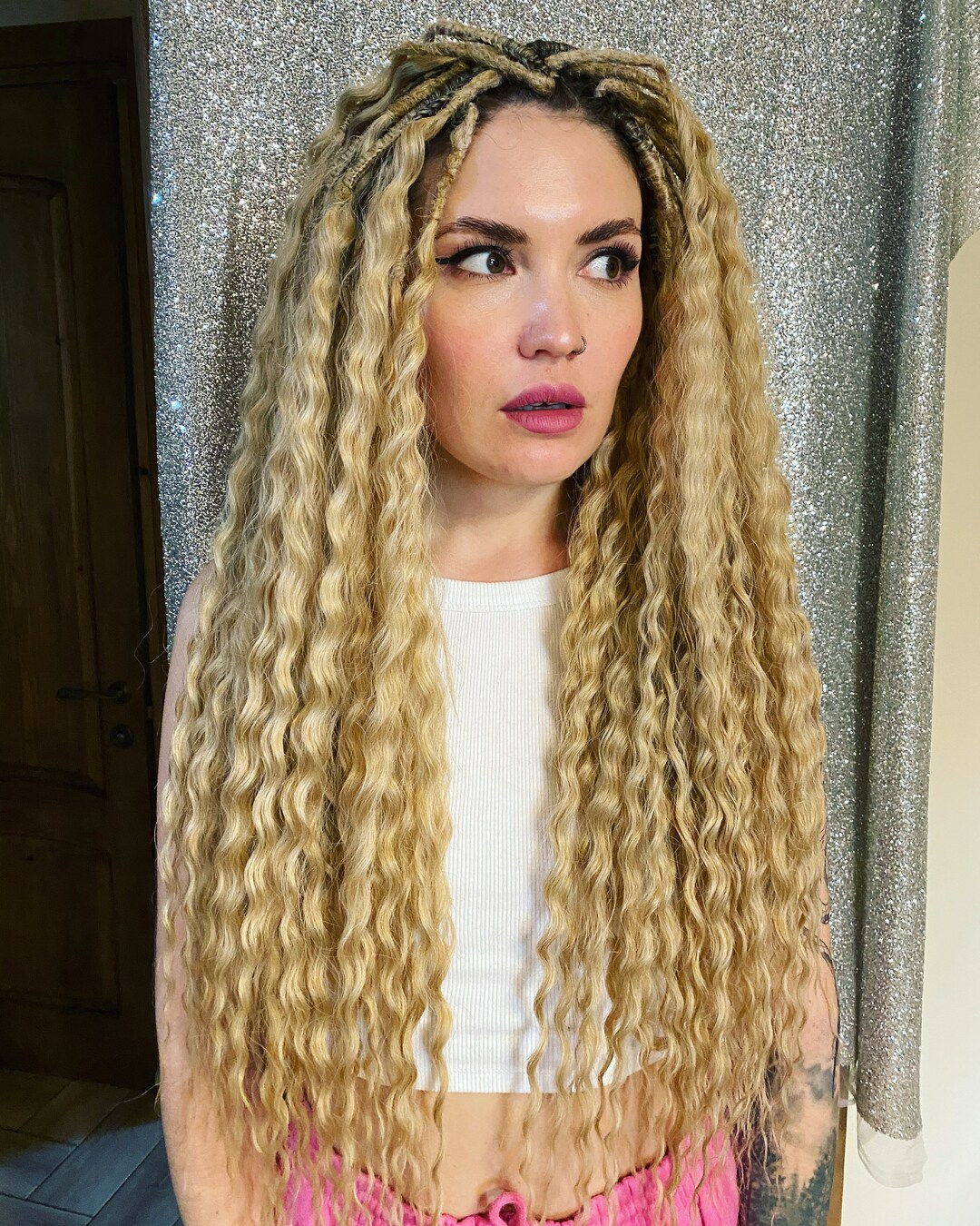 Wavy Dreadlocks Hair Extensions Synthetic Crochet Curly Dreads Long