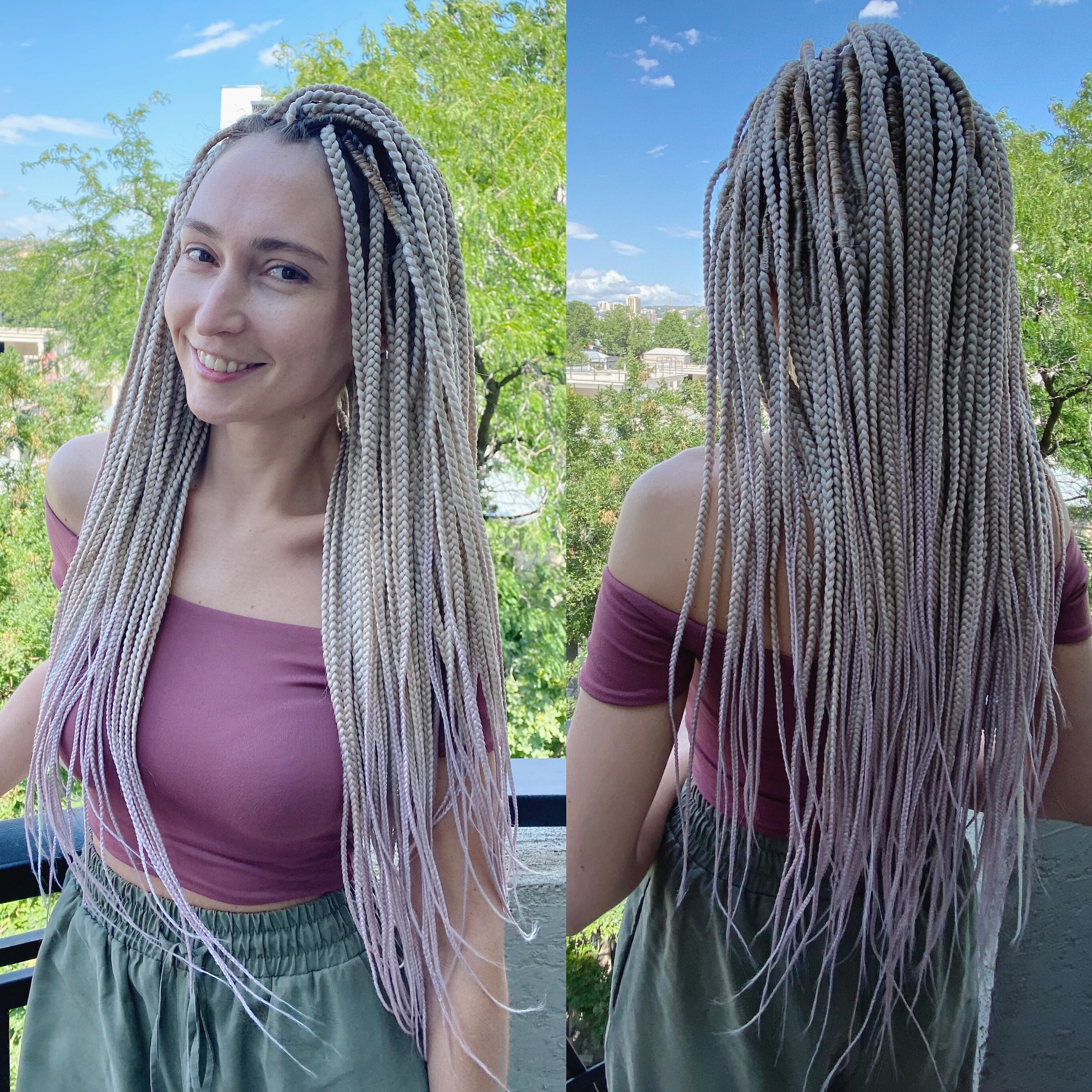 Blond Lilac Ombre DE Braids Full Set - Synthetic Long Single  display picture 1