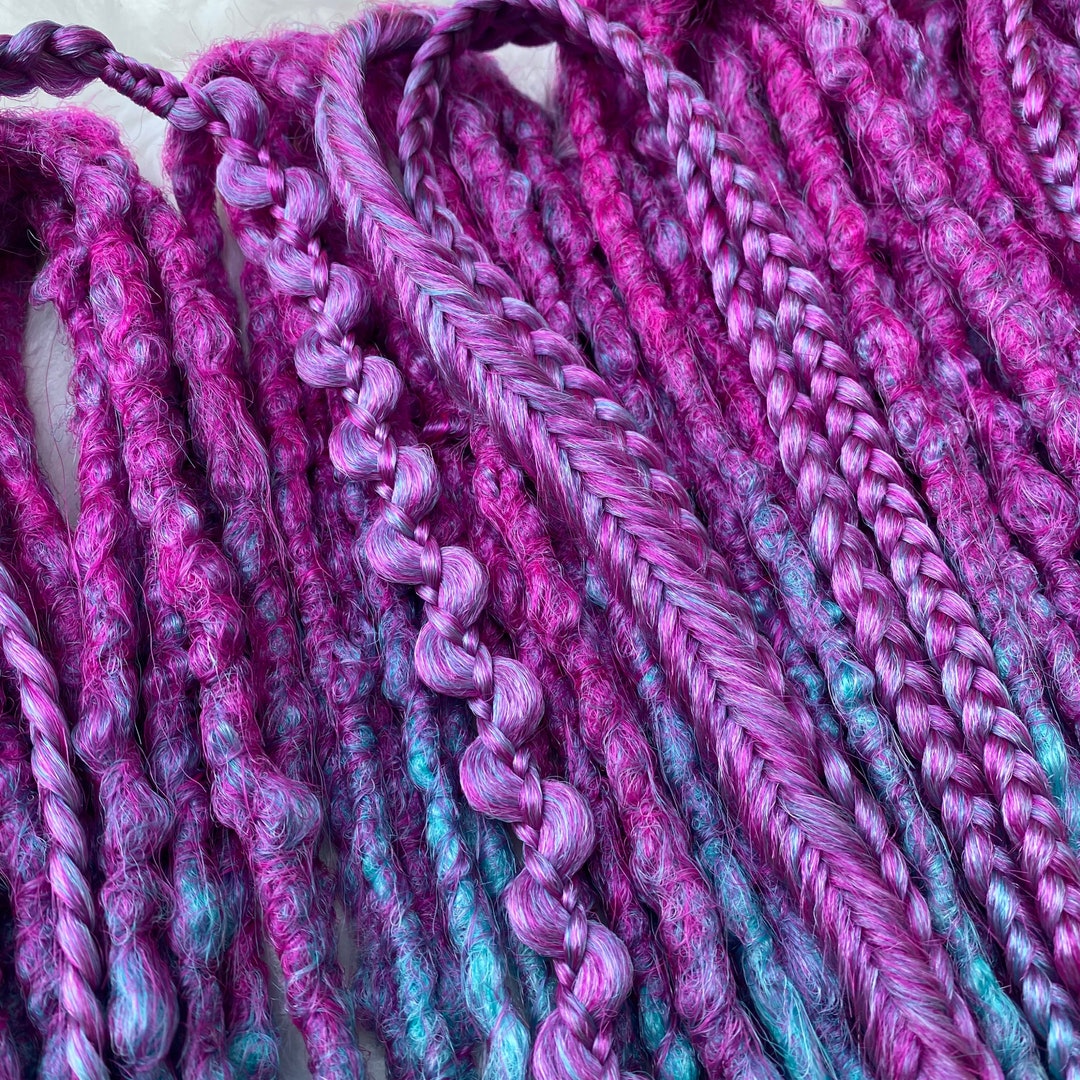 Synthetic Dreadlocks Hair Extensions Bright Purple Blue Ombre Set DE or SE Dreads and Braids