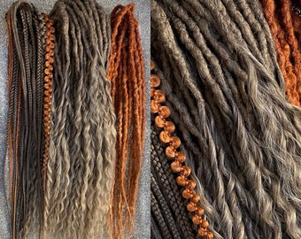 Light Brown Synthetic Curly Dreadlocks Hair Extensions with Ginger Accents 23 or 30 inches