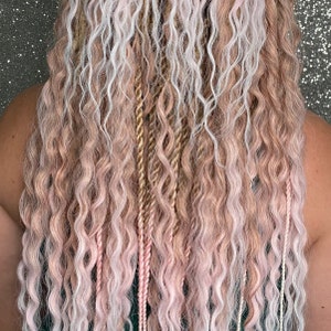 Curly boho style dreadlocks hair extensions synthetic crochet dreads long, natural look, soft and thin - 23 in