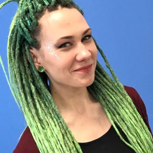 Crochet synthetic dreadlocks hair extensions green ombre extra soft and natural looking