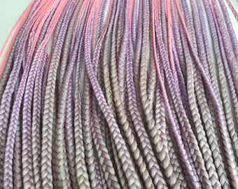Blond Purple Pink Ombre DE Braids – Dusty Shades Synthetic Hair Extensions
