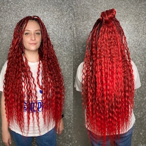 Red Curly Dreadlocks Hair Extensions: Long Synthetic Dreads 30 in