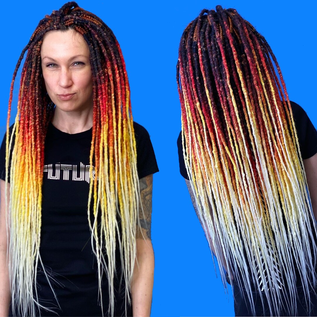 Synthetic Dreadlocks Hair Extensions Bright Red Yellow DE / SE Etsy