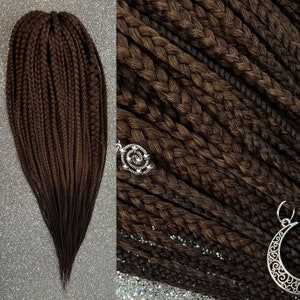 Synthetic Braids Hair Extensions Full Set 50 DE Brown Ombre long, natural look, soft and thin