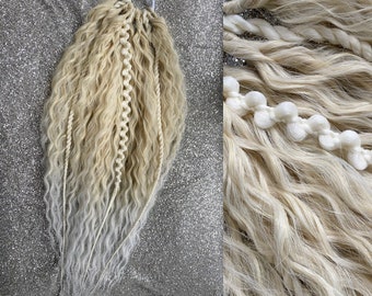 Synthetic Blonde Wavy Ponytail Hair Extensions on elastic band soft and long dreadlocks