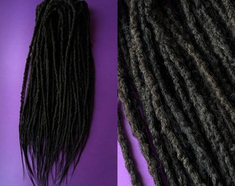 Dark brown synthetic dreadlocks hair extensions lumpy double or single ended dreads and braids mix long, natural look, soft and thin