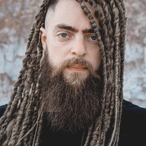 Men's dreadlocks smooth or lumpy hair extensions full set synthetic dreads soft and thin natural look Gray