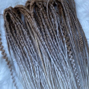 Synthetic dreadlocks hair extensions Brown to Blonde Ombre dreads and braids set long, natural look and extra soft premium quality