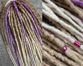 Ombre Blond Synthetic Dreads: Lilac & White Accent Hair Extensions