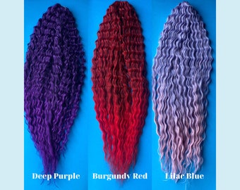 Colorful curly dreadlocks hair extensions synthetic crochet wavy dreads long, natural look, soft and thin 30 in
