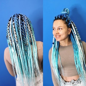 Synthetic dreadlocks hair extensions set DE or SE dreads and braids long, natural look, soft and thin