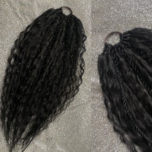 Black Synthetic Wavy Ponytail Hair Extensions on elastic band soft and long dreadlocks