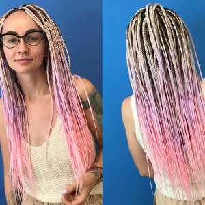 Blond paarsroze ombre DE-vlechten volledige set - Dusty shades synthetische lange dreads hair extensions