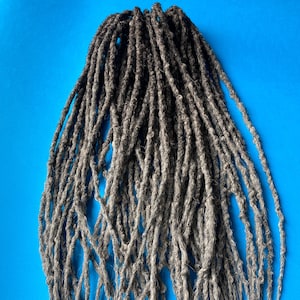 Wolf gray synthetic dreadlocks hair extensions lumpy or smooth long, natural look, soft and thin - Double and Single ended