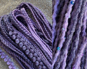 Lavender Synthetic Dreadlocks: Purple Hair Extensions, DE or SE Braids