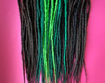 Brown Synthetic Dreads Hair Extensions with Green Accents