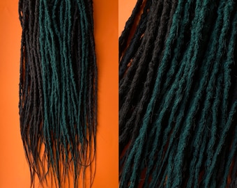 Deep Brown and Green Synthetic Dreadlocks Hair Extensions: Double or Single Ended Dreads & Braids