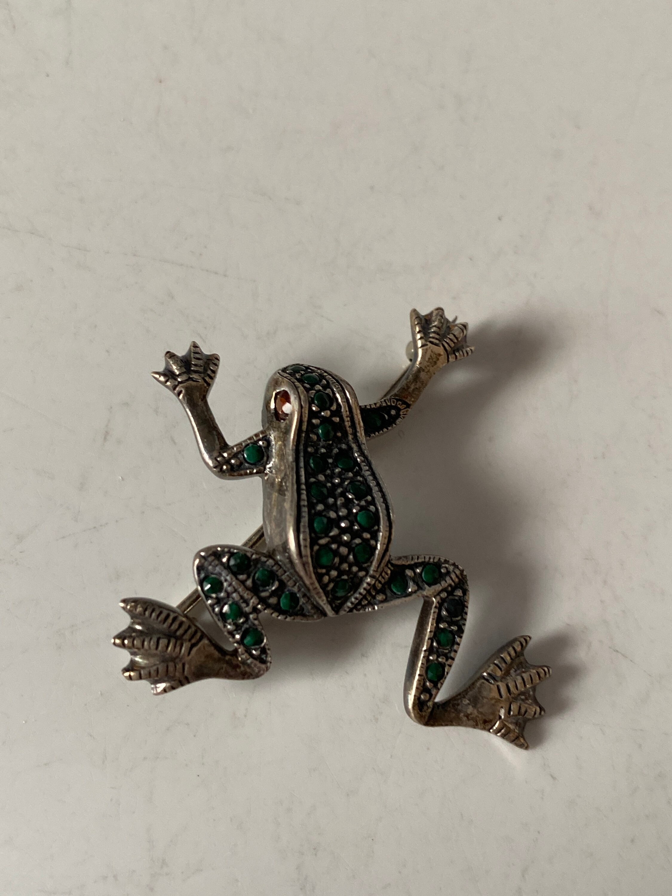 Marcasite Vintage Frog pin brooch Etsy
