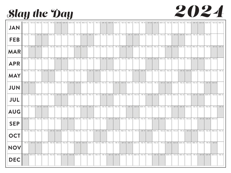 2024 Annual Wall Calendar Printable Extra Large/giant Size Office