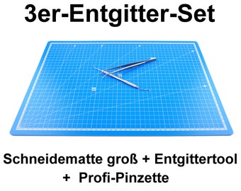 3er Entgitter-Set Schneidematte groß A3 + Pinzette + Entgitternadel Plotter Textil