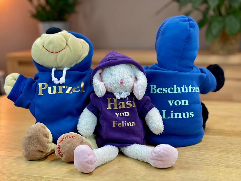 Kuscheltier Hoody mit Name / personalisiert / Pullover / Baby / Schmusetier / Plüschtier/ Schlafwächter / Knuffel / Stofftiere / Kinder Bild 4