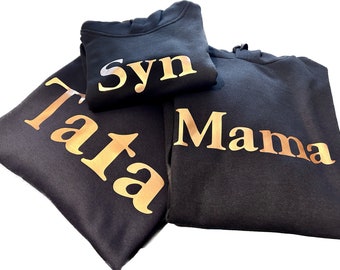 MAMA + TATA + SYN 3er Hoody Set / personalisierte Mama & Papa Hoodys / Geschenk / Vater/ Dad  / Mom / Kapuze Pullover / Familie / Baby