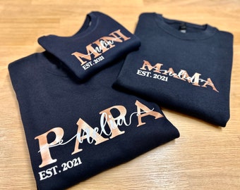 MAMA + PAPA + MINI 3er Pulli Set / personalisierte Mama & Papa Sweater / Geschenk / Vater/ Dad  / Mom / Sweatshirt / Familie / schwarz