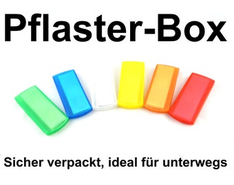 Pflasterbox Pflaster-Box Pflaster für unterwegs Soforthilfe Reise Ausflug Kinder Schule bunte Farben mit Pflaster