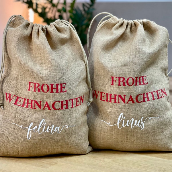 Geschenke Sack mit Name / personalisiert Weihnachts Beutel / Knecht Ruprecht / Nikolaus / Wichtelsack / Christmas / Christkind Strumpf