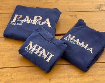 MAMA + PAPA + MINI 3 Series Hoody Set / Personalized Mom & Dad Hoodies / Gift / Dad / Dad / Mom / Hood Sweater / Family / Baby