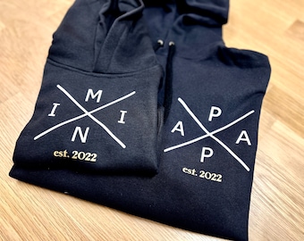 2pcs Hoody Set PAPA + MINI / Personalized Parents Hoodys / Gift / Father / Dad / Father's Day / Hood Sweater / Family / Black