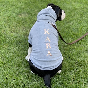 Dog Hoody personalized dog sweater / with your own name / gift / autumn / winter / hoodie / dog clothes / animal / grey