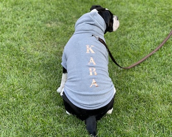 Dog Hoody Personalized Dog Sweater / with Own Name / Gift / Autumn / Winter / Hooded Sweater / Dog Clothing / Animal / Grey